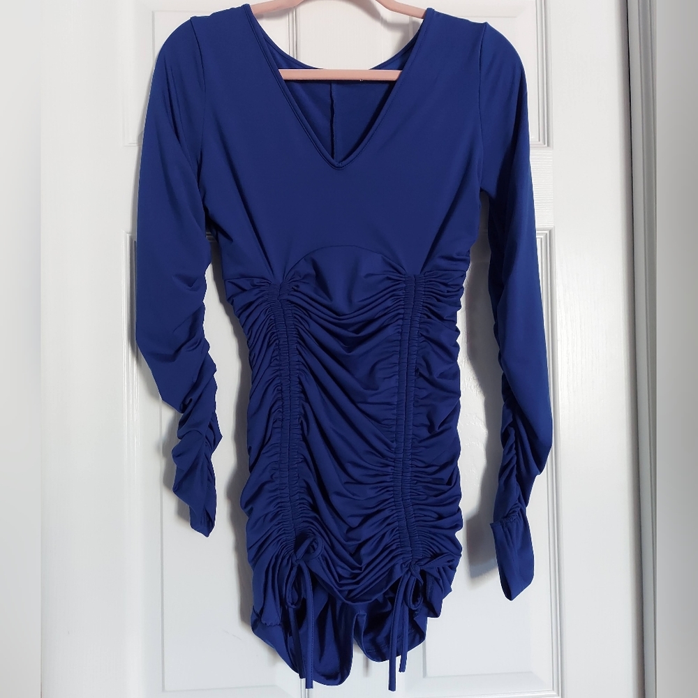 Dark blue long sleeve bodycon mini dress